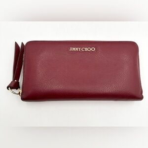 Authentic Jimmy Choo Burgundy Leather Zip Around Wallet  Never used